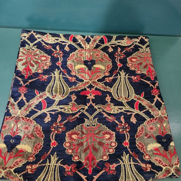 Pair of Turkish Design Pillow Covers, Navy, Gold & Rust 16" x 16" - Picture 3 of 5